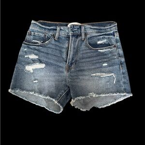 Abercrombie & Fitch Blue Distressed Denim Cutoffs